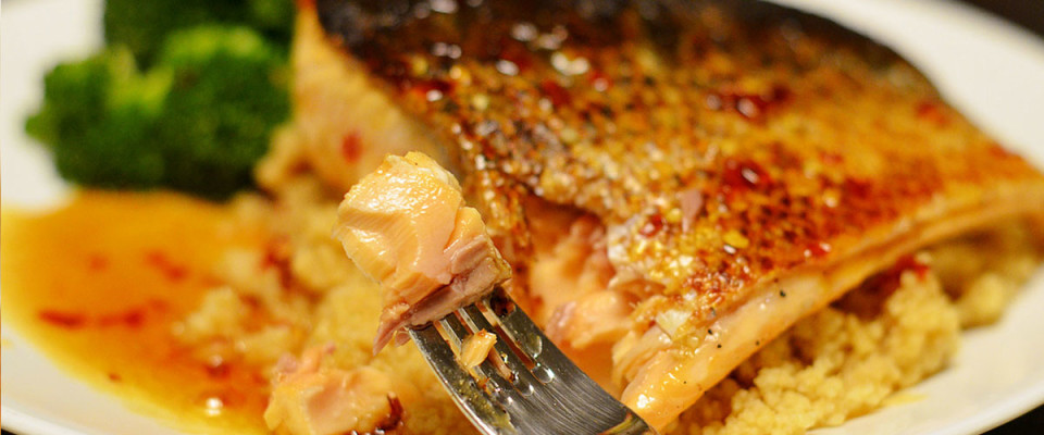 Pan-Seared Salmon + Sweet Chili Lemon Sauce